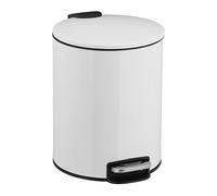 Relaxdays Cubo Basura, 5 Litros, Mecanismo Automático, Bote Interior Extraíble, Papelera Baño, Metal, Con Pedal, Blanco