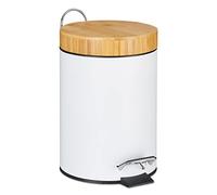Relaxdays Cubo de basura para baño 3 litros blanco,marrón claro