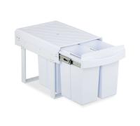 Relaxdays Cubo basura blanco de cocina integrado blanco