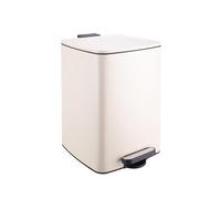 Relaxdays cubo basura cocina 20 L, cierre amortiguado, cubo interior extraíble, metal mate, pedal rectangular, beige