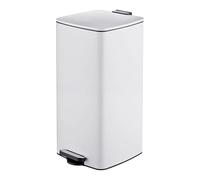 Relaxdays cubo basura cocina, 30 L, cierre amortiguado, blanco | Cubo interior extraíble, acabado mate, pedal cuadrado