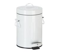 Relaxdays Cubo Basura Cocina y Baño con Pedal de Estilo Vintage, Metal, Blanco, 3 L