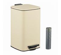 Relaxdays Cubo basura cuadrado baño 8L con bolsas beige,negro