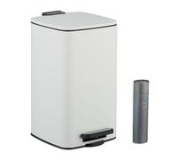 Relaxdays Cubo basura cuadrado baño 8L con bolsas blanco,negro