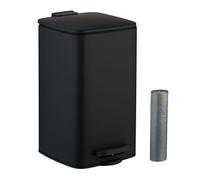 Relaxdays Cubo basura cuadrado baño 8L con bolsas negro