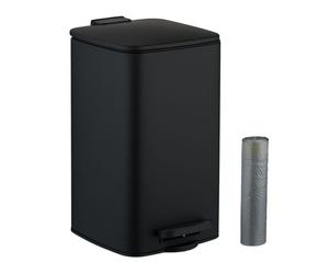 Relaxdays Cubo basura cuadrado baño 8L con bolsas negro