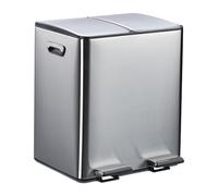 Relaxdays Cubo basura cocina doble, 2 x 15 l negro,plata