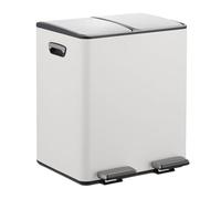 Relaxdays Cubo basura cocina doble, 2 x 15 l blanco,plata