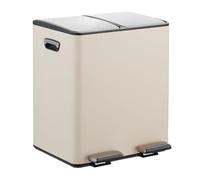 Relaxdays Cubo basura cocina doble, 2 x 15 l beige,plata