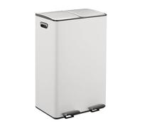 Relaxdays Cubo basura cocina doble, 2 x 30 l blanco,plata