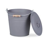 Relaxdays Cubo para cenizas gris con tapa marrón claro,gris