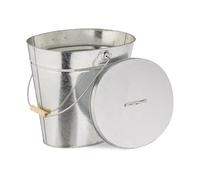 Relaxdays Cubo para cenizas con tapa galvanizado marrón claro,plata