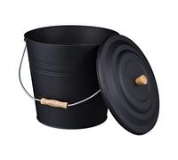 Relaxdays Cubo negro para cenizas con tapa 12 L marrón claro,negro