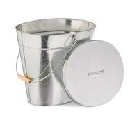 Relaxdays Cubo para cenizas con tapa galvanizado marrón claro,plata