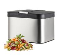Relaxdays cubo compostero para encimera 4,5 L, hermético, plateado/negro