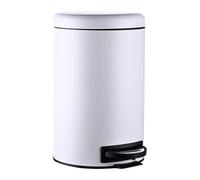 Relaxdays Cubo de basura, 12 litros, interior de plástico extraíble, con pedal, cocina, baño, acero, blanco