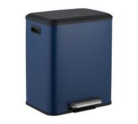 Relaxdays Cubo de basura 2 compartimentos de 15 L azul oscuro,negro,plata
