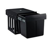 Relaxdays Cubo de basura negro doble 15 L negro