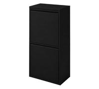 Relaxdays Cubo de basura, 3 compartimentos, 18 l, 2x 11 l, abatible, negro | cubos extraíbles, metal, suelo/pared