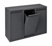 Relaxdays Cubo de basura, 3 compartimentos, 3x10 l, abatible, antracita | cubos extraíbles, metal, pie/pared