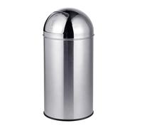 Relaxdays cubo de basura 35 L, tapa presión, acero inoxidable, plateado | cubo interior extraíble, cocina, baño, cubo de basura