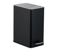 Relaxdays Cubo de Basura Baño, 10 litros, Papelera Rectangular, Tapa con Cierre Suave, Acero Inoxidable en Mate, Negro