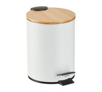 Relaxdays Cubo de basura baño 3 L blanco,marrón claro,negro