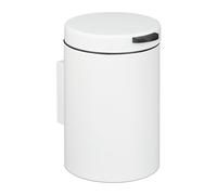 Relaxdays Cubo de Basura Baño 3 L, Tapa Cierre Suave, Acero Inoxidable, Bote Redondo con Recipiente Extraíble, Blanco