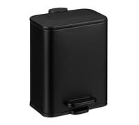 Relaxdays Cubo de Basura Baño 5 litros, Papelera con Tapa, Acabado Mate, con Pedal, Cubo Extraíble, Negro