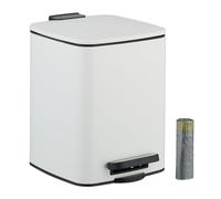 Relaxdays Cubo de basura baño 6 L cuadrado blanco,negro