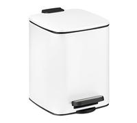 Relaxdays Cubo de basura baño 6 l con tapa blanco,negro,plata