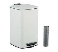 Relaxdays Cubo basura cuadrado baño 8L con bolsas blanco,negro