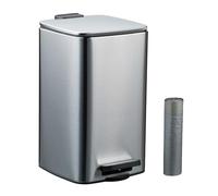Relaxdays Cubo basura cuadrado baño 8L con bolsas negro,plata
