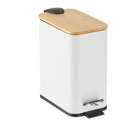 Relaxdays Cubo de basura baño cuadrado 5 L blanco,marrón claro,negro