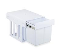 Relaxdays Cubo de Basura Cocina, 2 Espacios, 2X 15 L, 35,1x34,3x48 cm, Extraíble, Papelera Reciclaje Fregadero, Blanco