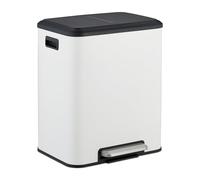 Relaxdays Cubo de basura 2 compartimentos 15 L – Blanco/Negro/Plata