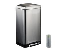 Relaxdays Cubo de basura de cocina 30 L con bolsas negro,plata