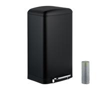 Relaxdays Cubo de basura de cocina 30 L con bolsas negro,plata