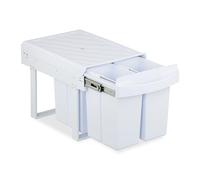 Relaxdays Cubo de Basura Cocina, 4 Compartimentos, 4x 8L, 34,6x34x51,8 cm, Extraíble, Papelera Fregadero, Blanco
