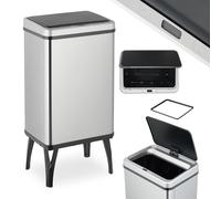 Relaxdays Cubo de basura de cocina con sensor negro,plata