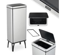 Relaxdays Cubo de basura de cocina con sensor negro,plata