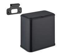 Relaxdays Cubo de Basura Colgante, 5 L, Cocina y Baño, Papelera Interior, Metal y Plástico, Basurero Cosméticos, Negro