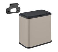 Relaxdays Cubo de Basura Colgante, 5 litros, Cuadrado, Papelera Interior, Basurero Cocina y Baño, Metal, Plástico, Beige