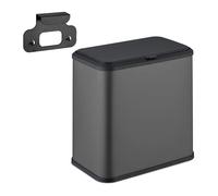 Relaxdays Cubo de Basura Colgante, 5 litros, Cuadrado, Papelera Interior, Basurero Cocina y Baño, Metal, Plástico, Gris