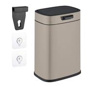 Relaxdays Cubo de Basura Colgante, 5 litros, para Montaje en Pared Papelera Interior, Basurero Cocina, Baño, Beige