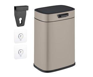 Relaxdays Cubo de Basura Colgante, 5 litros, para Montaje en Pared Papelera Interior, Basurero Cocina, Baño, Beige
