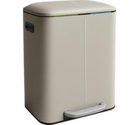 Relaxdays Cubos de basura de 2 secciones beige,plata