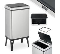 Relaxdays Cubo de basura de cocina con sensor negro,plata