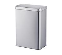 Relaxdays cubo de basura con sensor, 50 L, tapa automática, soporte para bolsas, acero inoxidable, para cocina, plateado