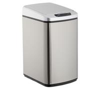 Relaxdays, cubo de basura con sensor de 12 litros, cubo de basura rectangular con tapa e interior removible, ideal para cocina y baño, cubo de basura automático, color plateado